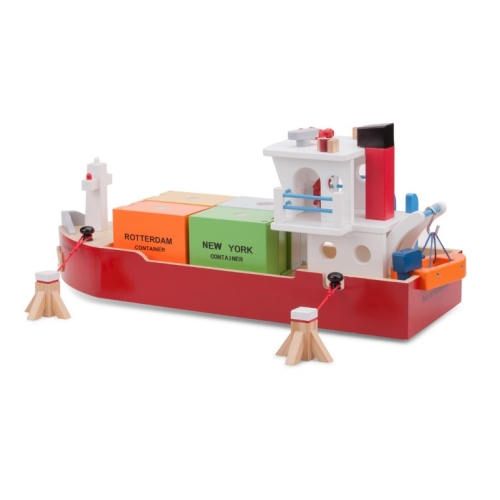 Nouveau navire porte-conteneurs Classic Toys avec 4 conteneurs